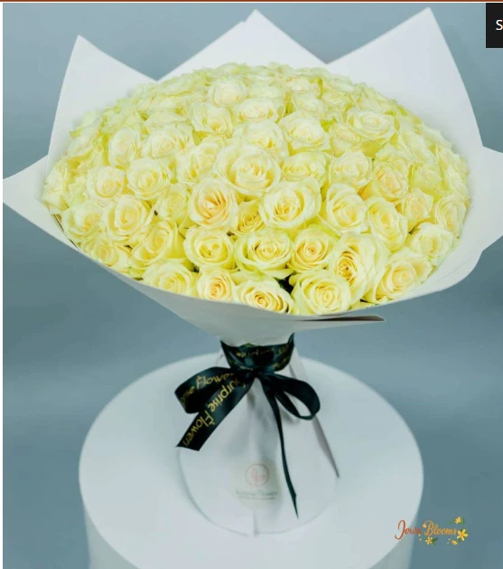 60 Long Stem White Roses Hand Bouquet