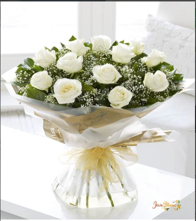 Clarity White Roses Bouquet