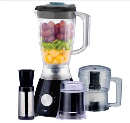 MIKA Blender, 1.5L, 4 in 1, with Grinder, Chopper & SS Filter, 400W, Black