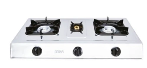 MIKA Gas Stove, Stainless Steel, Triple Burner, Inox