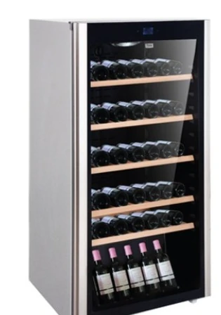 MIKA Wine Chiller, 72 Bottles, Oak Shelves, Black