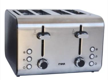 MIKA Toaster, 4 Slice, Brush Stainless Steel & Black Body