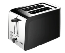 MIKA Toaster, 2 Slice, Brush Stainless Steel & Black
