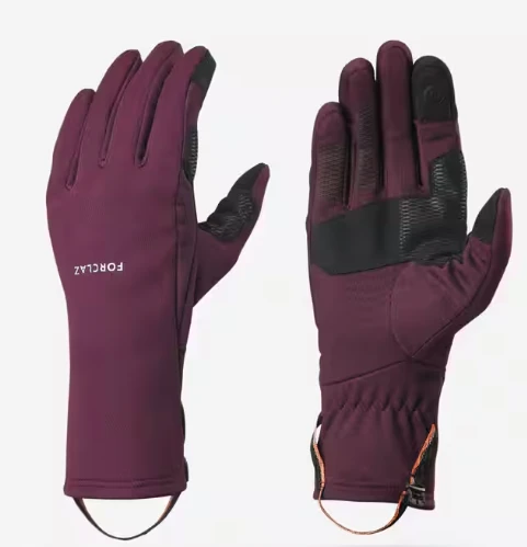 Adult mountain trekking tactile stretch gloves - MT500 burgundy