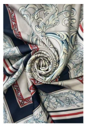 EE210 Floral Border Print Silk Scarf