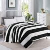 Vessia Large Flannel Fleece Plush Blanket King Size(108"x90") - Black and White Stripe Lightweight Bed Blanket - Super Soft Cozy Microfiber Blanket for Chair, Sofa, Couch, Bed, Camping, Travel