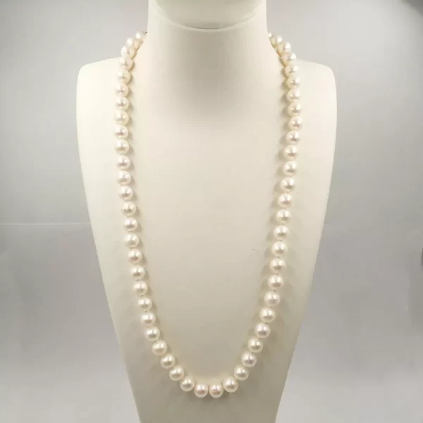 64 CM 10-11 mm perfect round high luster nature pearl LONG PEARL NECKLACE 100% NATURAL FRESHWATER PEARL ,knotted beads