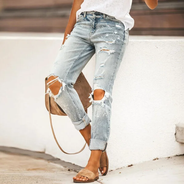 Plus Size Women Skinny Jeans Ripped Causal Denim Pants Light Washed Hi -  Women & Men Fashion Store | JL Fashion Store