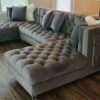Custom European American style Living Room Lounge Velvet Tufted Couch Sofa