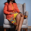 Knee Length Jacket in Chitenge & Plain Coloured Dress