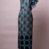 One Sleeve Ankle Length Dress in Woodin with Bias Binding